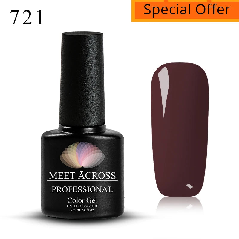 MEET ACROSS 7ml Red Series Gel Nail Polish Glitter Red Winter Nail Art Varnish Semi Permanent Soak Off UV Gel  For Nails