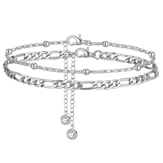 Adeline 2Pcs Stainless Steel Anklet - TIA ART HOUSE