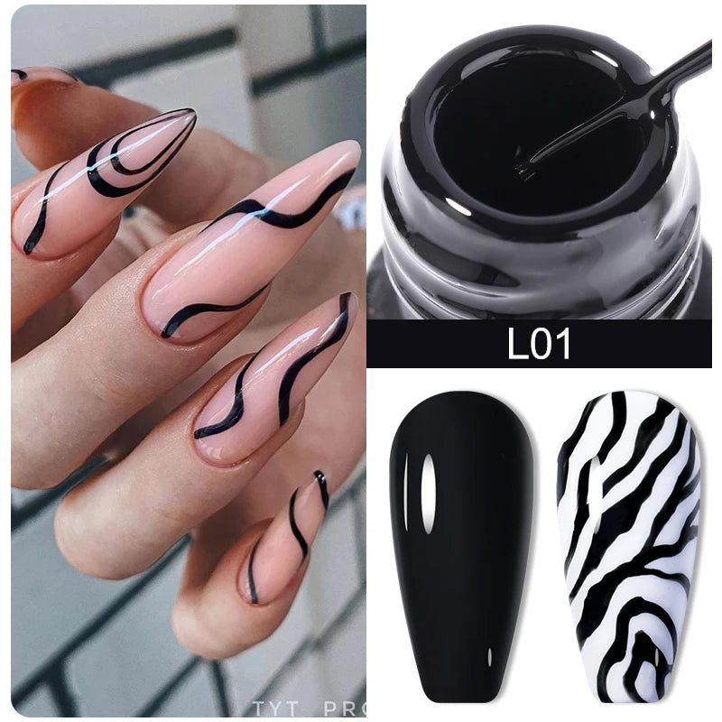 LILYCUTE 5ML Reflective Glitter Liner Gel Polish Nail Art Champagne Sparkling Lines Painting Gel Semi Permanent UV French Nails