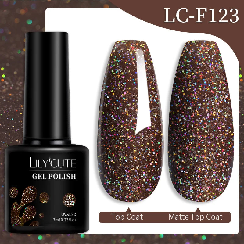 LILYCUTE 184 Colors 7ML Nail Gel Polish Semi-Permanent Glitter Soak Off Base Top Coat UV LED Nail Gel Varnish Nail Art Manicure