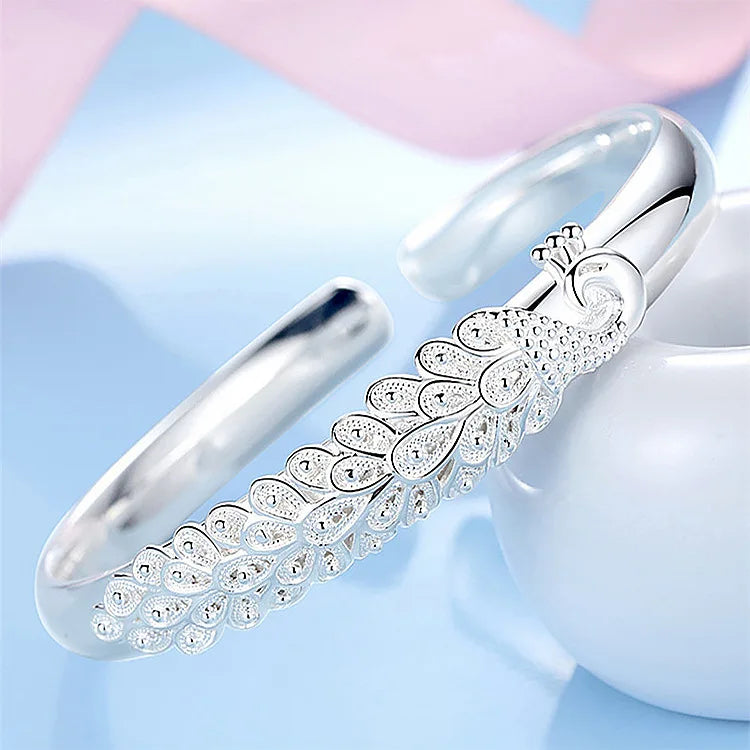 Catalina 925 sterling silver elegant Peacock opening screen bracelet Bangles