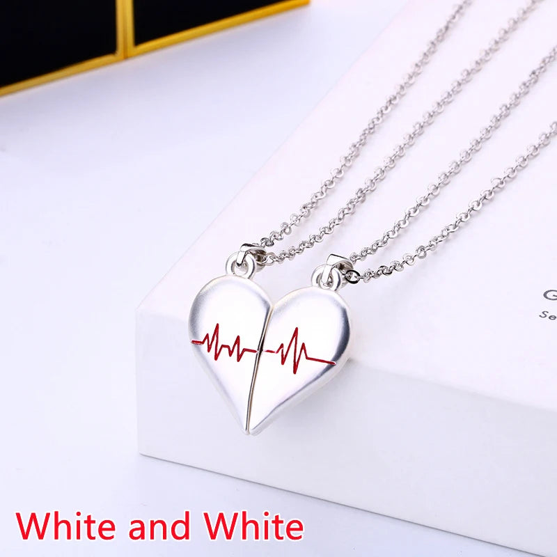 Chidinma Couple Pendant Necklace Electro cardiogram, Magnetic Heart