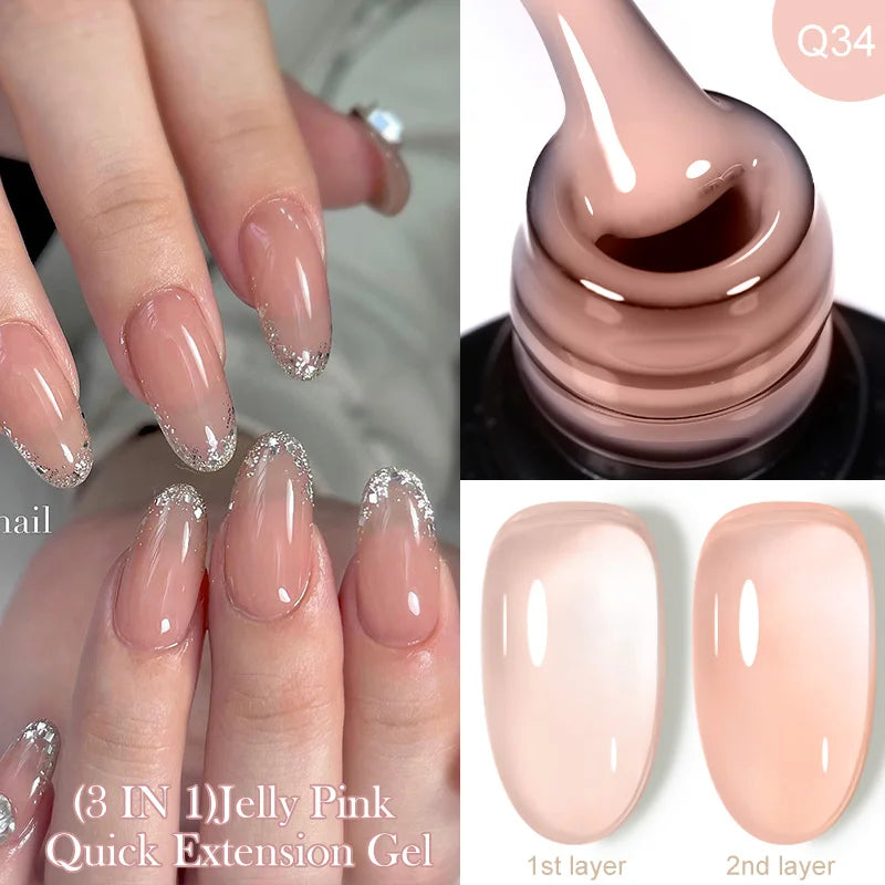 LILYCUTE 7ML Quick Extension Nail Gel Vernis Semi Permanent Acrylic Crystal White Clear Nude Gel Nail Polish UV Construction Gel