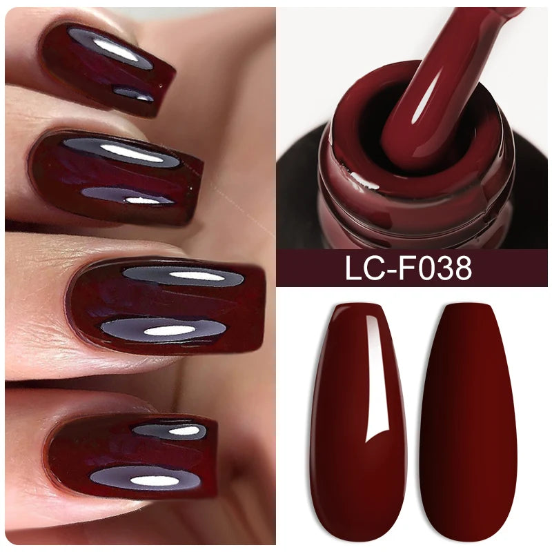 LILYCUTE Dark Brown Gel Nail Polish Autumn Winter Chocolate Wine Red Caramel Color Series For Manicure Nails Art Gel Varnish