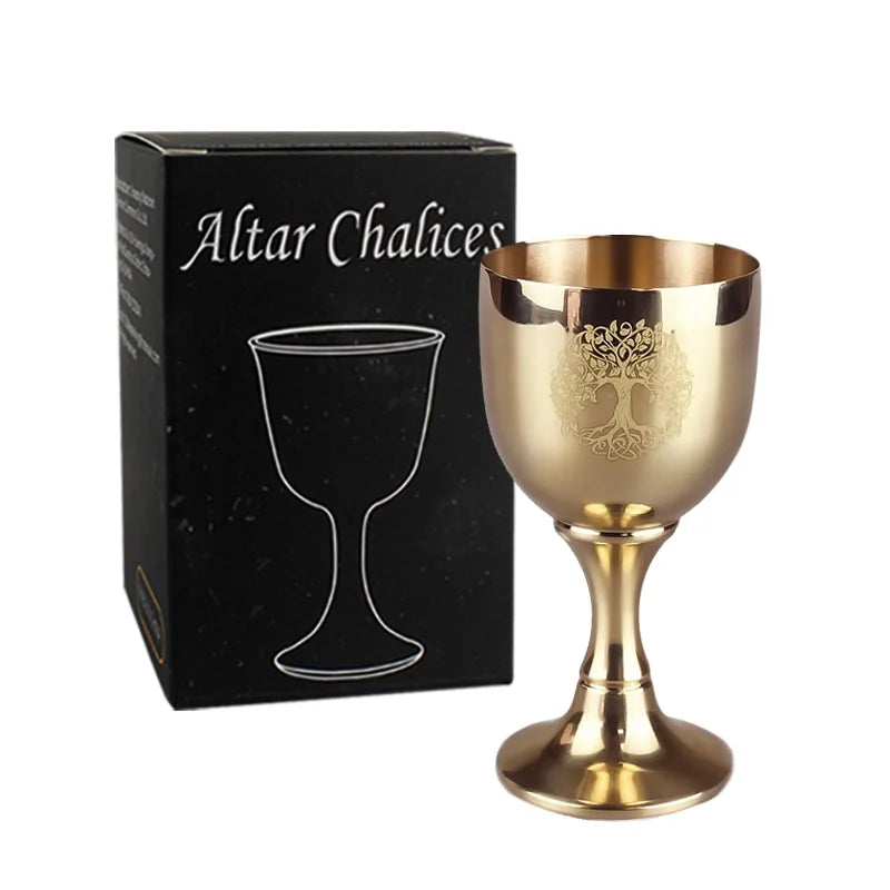 Copper Chalices Ritual Altar Cup Life Tree Shape Goblet Witch Ceremonial Cup for Divination Wiccan Magic Spiritual Tools