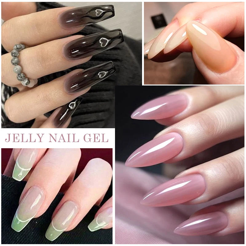 Mtssii 7ml Jelly Nude Gel Polish Translucent Pink Milky White Nail Gel Manicure UV LED Semi Permanent Soak Off Nail Polish