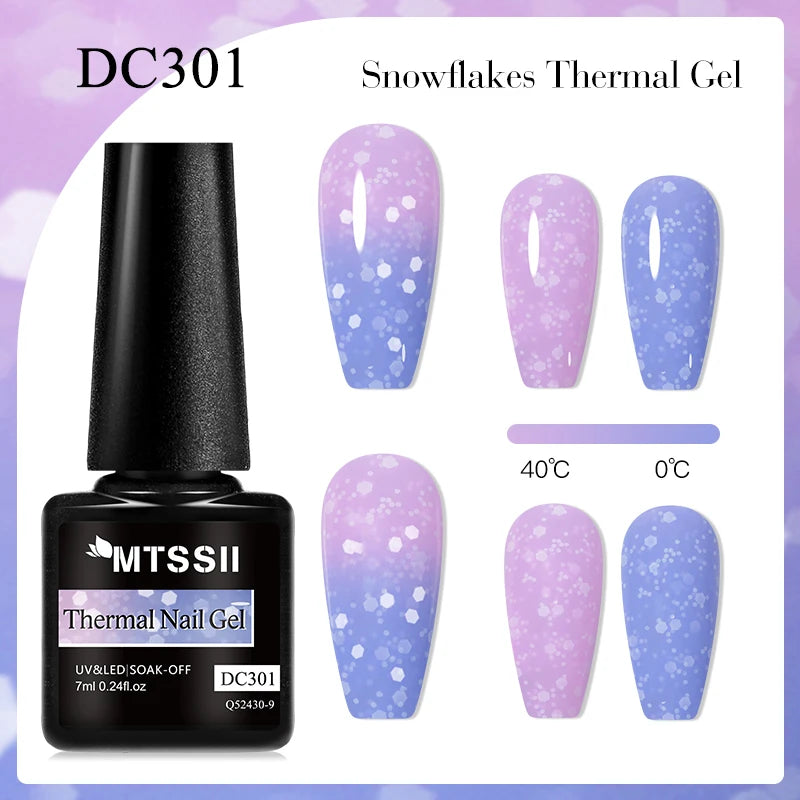 7ml Snowflake Gel Nail Polish UV LED Semi Permanent Milky White Pink Glitter Snow Sequins Gel Nails Art Design Varnish Manicure