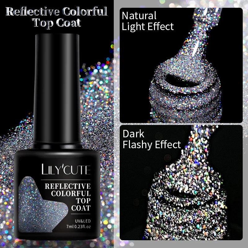 LILYCUTE 5ML Reflective Glitter Liner Gel Polish Nail Art Champagne Sparkling Lines Painting Gel Semi Permanent UV French Nails