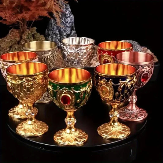 Vintage Metal Chalice Goblet Metal Wine Glass Decoration European Style Home Bar Drinkware Home Décor