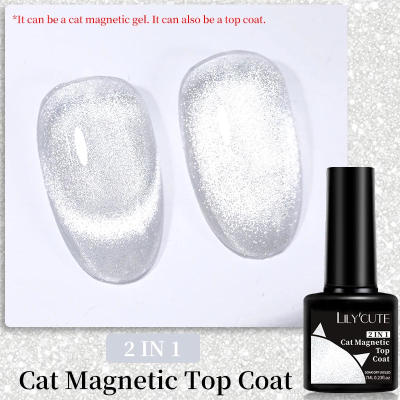 LILYCUTE 7ML 3 IN 1 Platinum Rose Gold Cat Magnetic Gel Nail Polish Moonlight Magnetic Gel Varnish Glitter Semi Permanent UV Gel