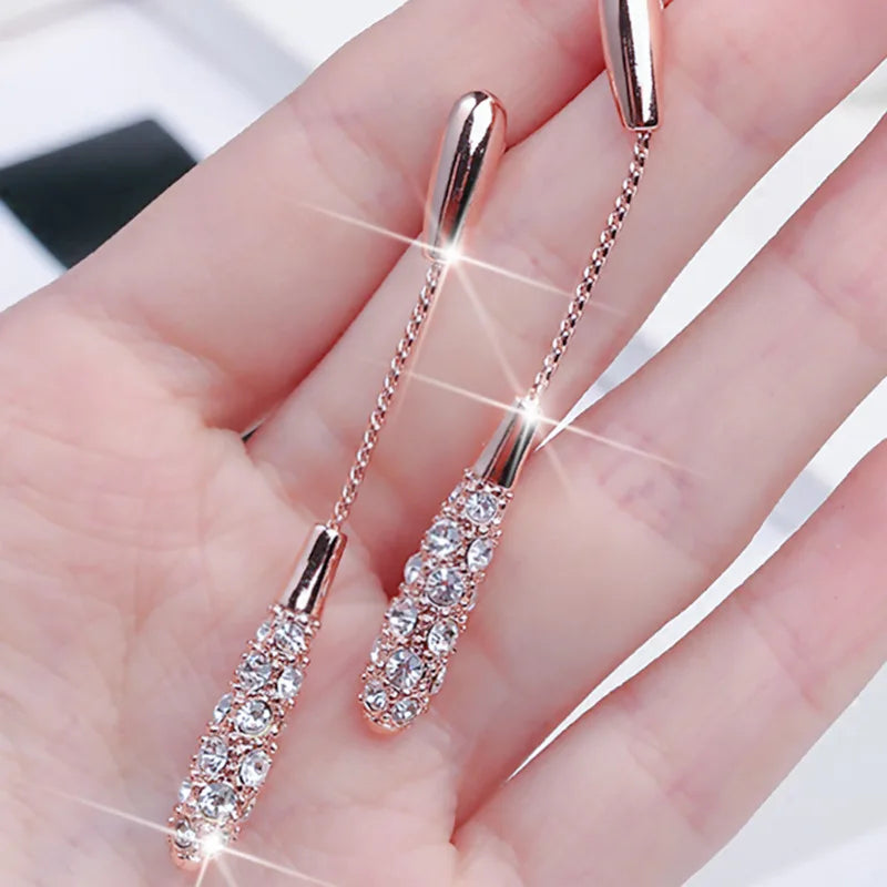 Abena Long Drop-Shaped Earrings