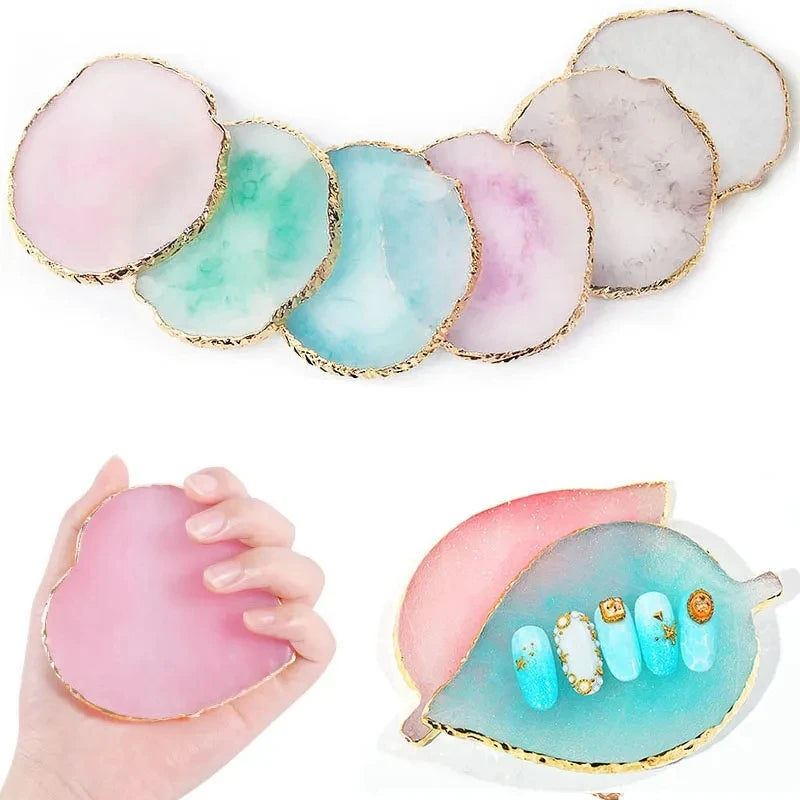 1PC Round Resin Agate Stone Nail Art Palette