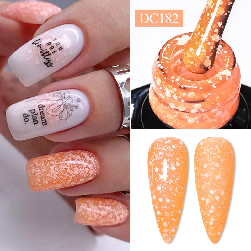 7ml Snowflake Gel Nail Polish UV LED Semi Permanent Milky White Pink Glitter Snow Sequins Gel Nails Art Design Varnish Manicure