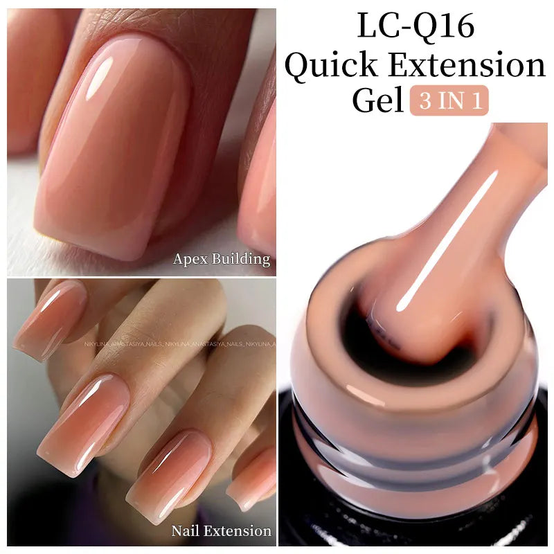 LILYCUTE 7ML Pink Glitter Quick Extension Gel Nail Polish Pink Gold Foils Effect Vernis Semi Permanent UV Gel Nail Art Hard Gel