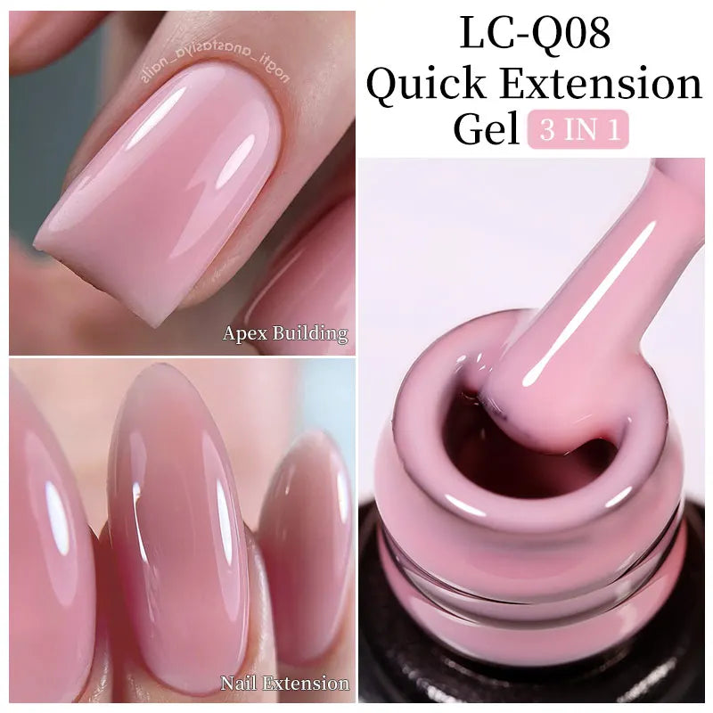 LILYCUTE 7ML Pink Glitter Quick Extension Gel Nail Polish Pink Gold Foils Effect Vernis Semi Permanent UV Gel Nail Art Hard Gel