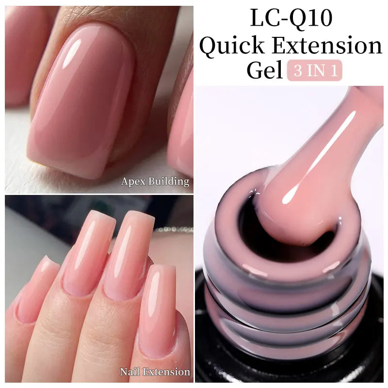 LILYCUTE 7ML Pink Glitter Quick Extension Gel Nail Polish Pink Gold Foils Effect Vernis Semi Permanent UV Gel Nail Art Hard Gel