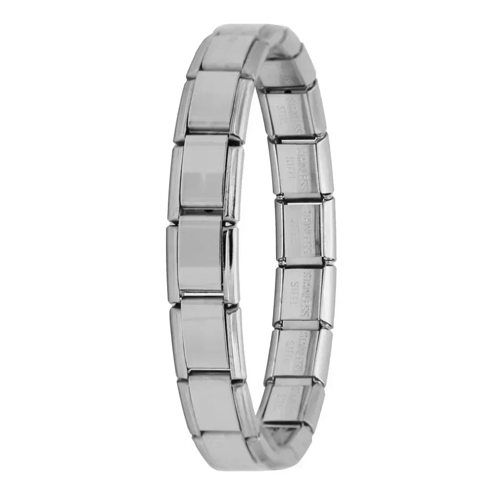 Amina 9mm Width Elastic Charm Bracelet Stainless Steel Bangle