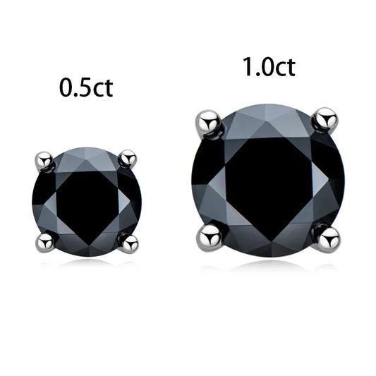 LORIELE Black Moissanite Stud Earrings - TIA ART HOUSE