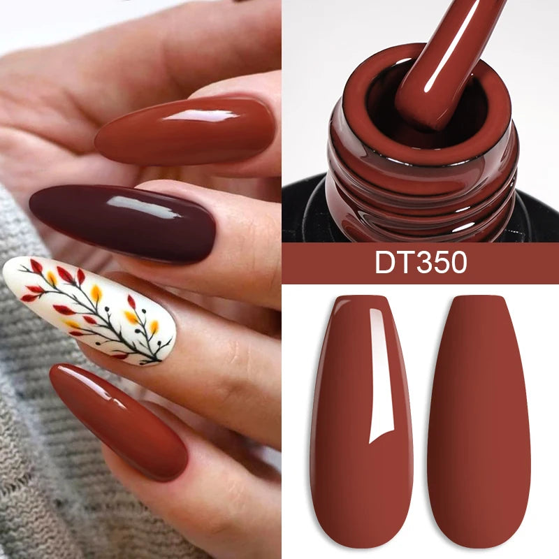 MEET ACROSS 7ml Red Gel Nail Polish Crystal Semi Permanent Soak Off UV Gel Varnish Nail Art Manicure Base Matte Top Coat Vernis