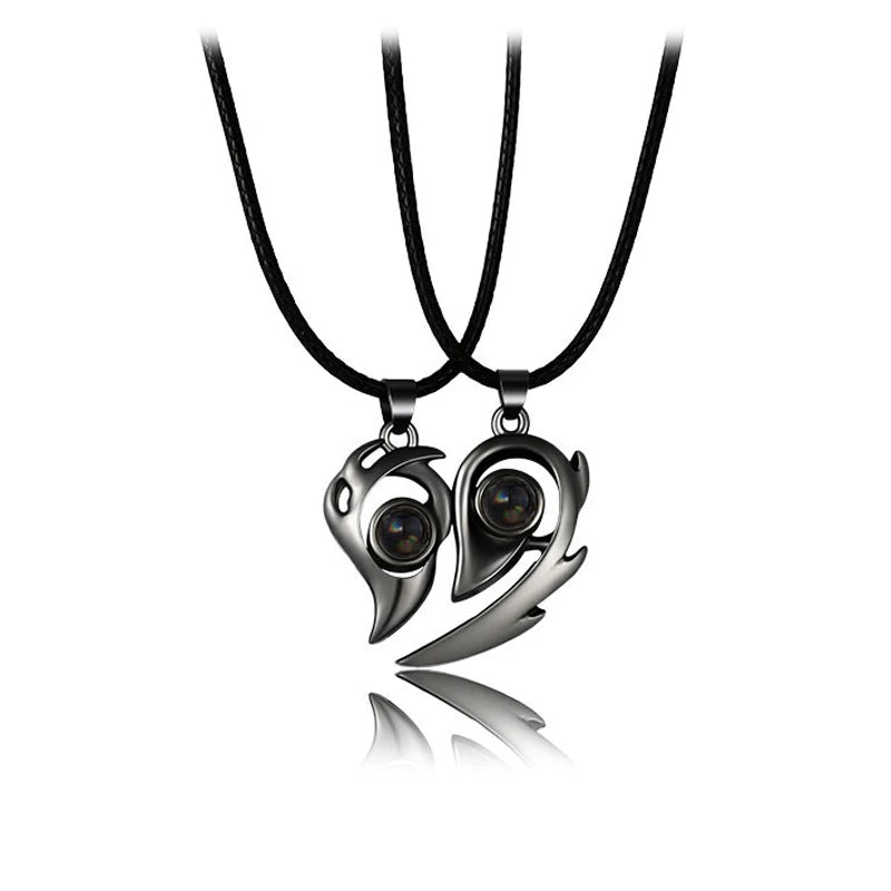 Chidinma Couple Pendant Necklace Electro cardiogram, Magnetic Heart