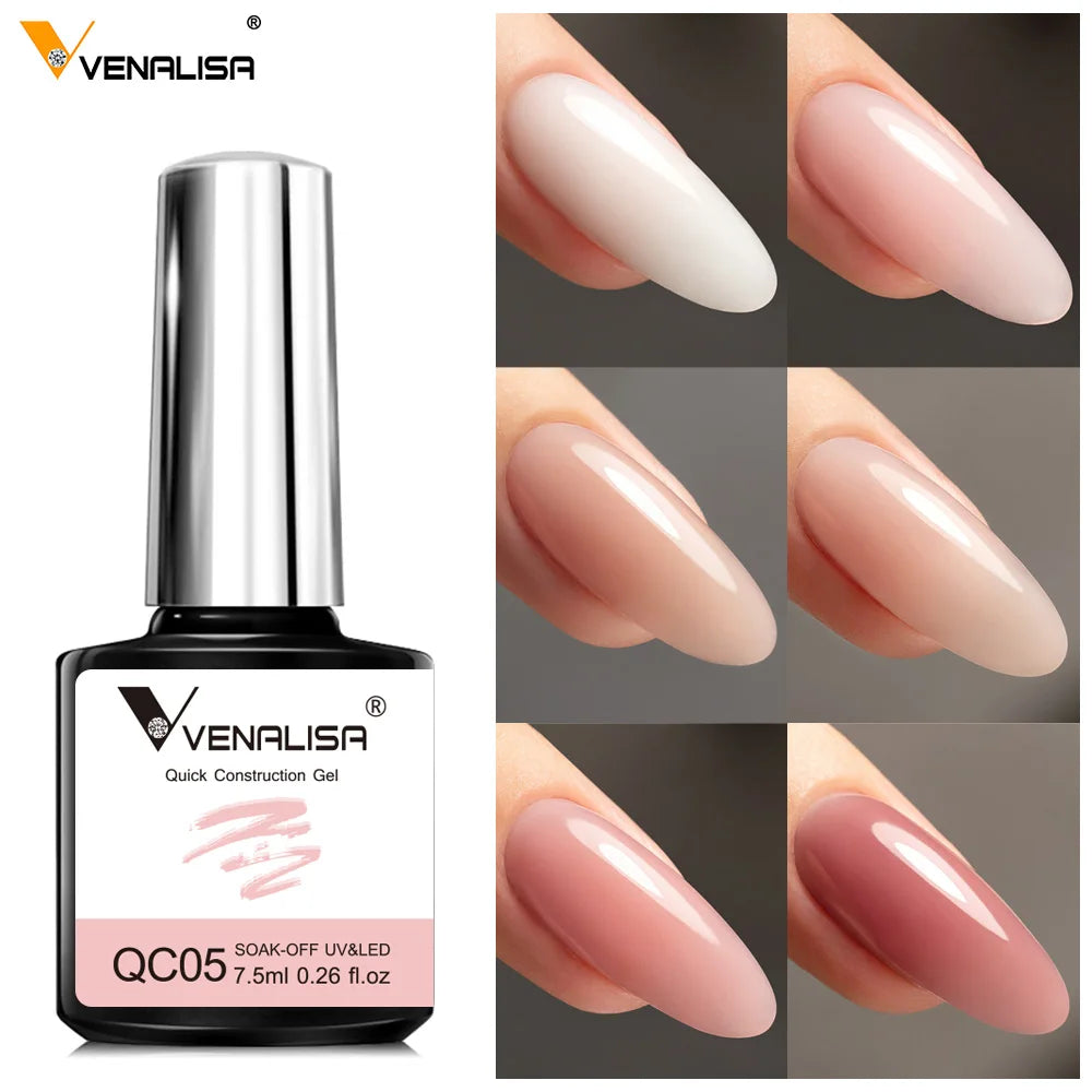 VENALISA 7.5ml Quick Construction Gel Semi Transparent Jelly Color Nail Gel Polish Strengthener Soak Off UV LED Nude Pink Gel