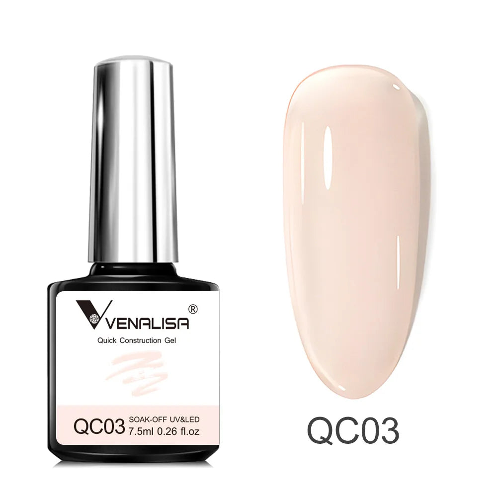 VENALISA 7.5ml Quick Construction Gel Semi Transparent Jelly Color Nail Gel Polish Strengthener Soak Off UV LED Nude Pink Gel