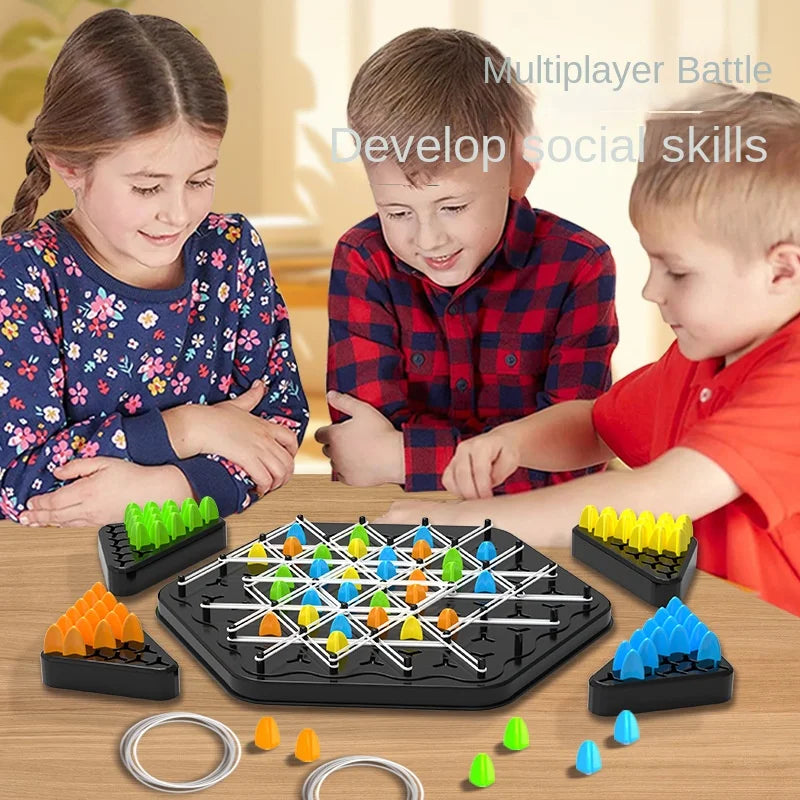 New Geometry Chain Chess Puzzle Triangle Chess Desktop Game Rubber Band Training Family Interaction Exercise Thinking Toys Gifts