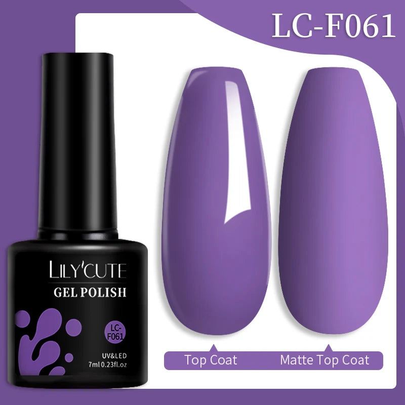 LILYCUTE 7ML Colorful Gel Nail Polish 129 Colors Long Lasting For Manicure Semi Permanent Base Top Coat Nail Art UV Gel Varnish