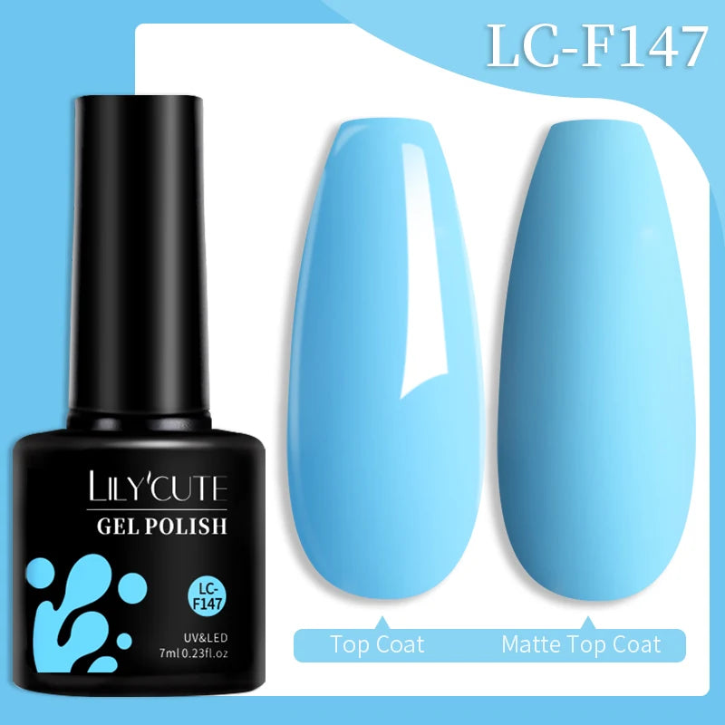 LILYCUTE 7ML Colorful Gel Nail Polish 129 Colors Long Lasting For Manicure Semi Permanent Base Top Coat Nail Art UV Gel Varnish