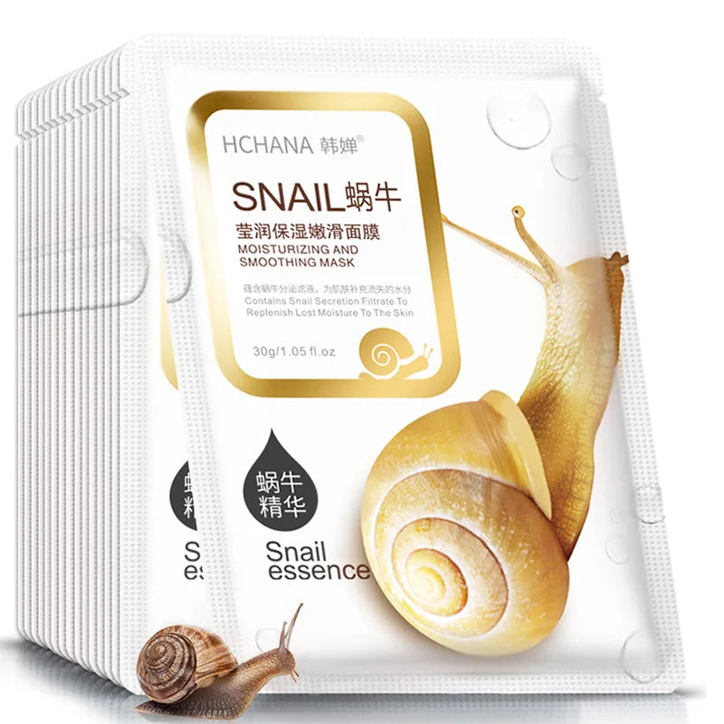 10pcs Snail Moisturizing Face Mask.