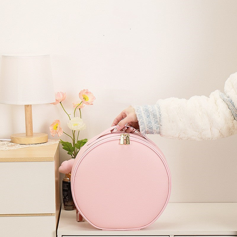 Round Smart LED Makeup Bag With Mirror Lights.