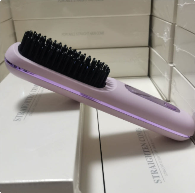 Sarita 2 In 1 Comb Wireless Hair Straightener Brush Hair Fast Heating Portable Hot Curler USB Charging-CJ