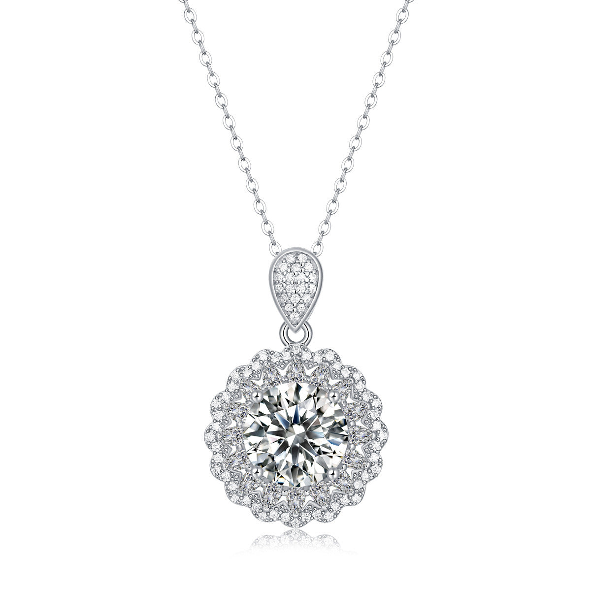 Fiorentina S925 Silver Necklace With Moissanite Pendant-CJ