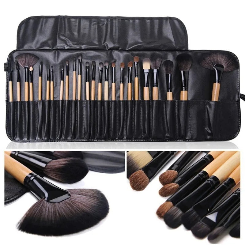 Gift Bag Of 24 Pcs Makeup Brush Sets Eyebrow Powder Foundation Shadows