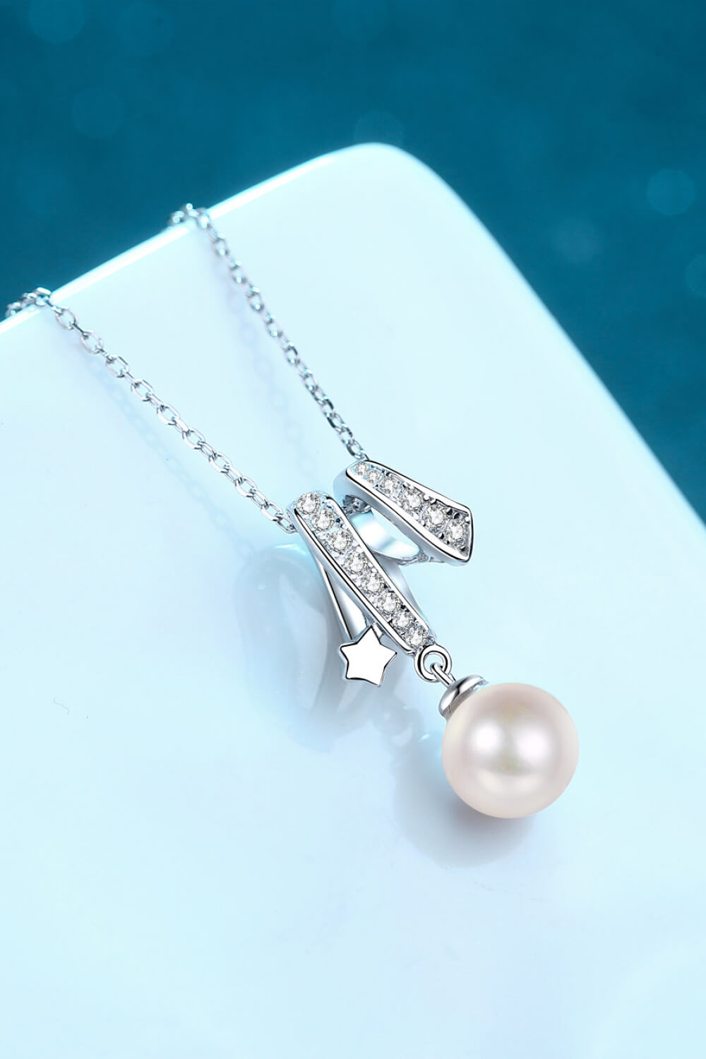 Catia Natural Pearl Pendant Moissanite 925 Sterling Silver Necklace