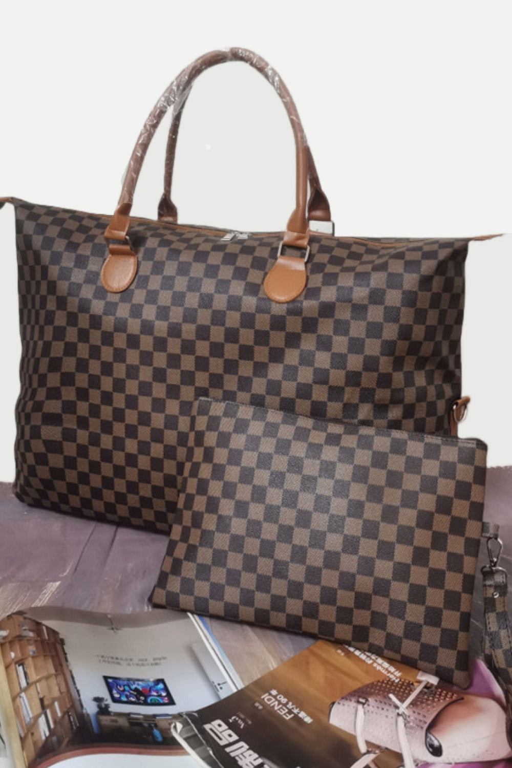 Albertina Checkered Two-Piece Bag Set