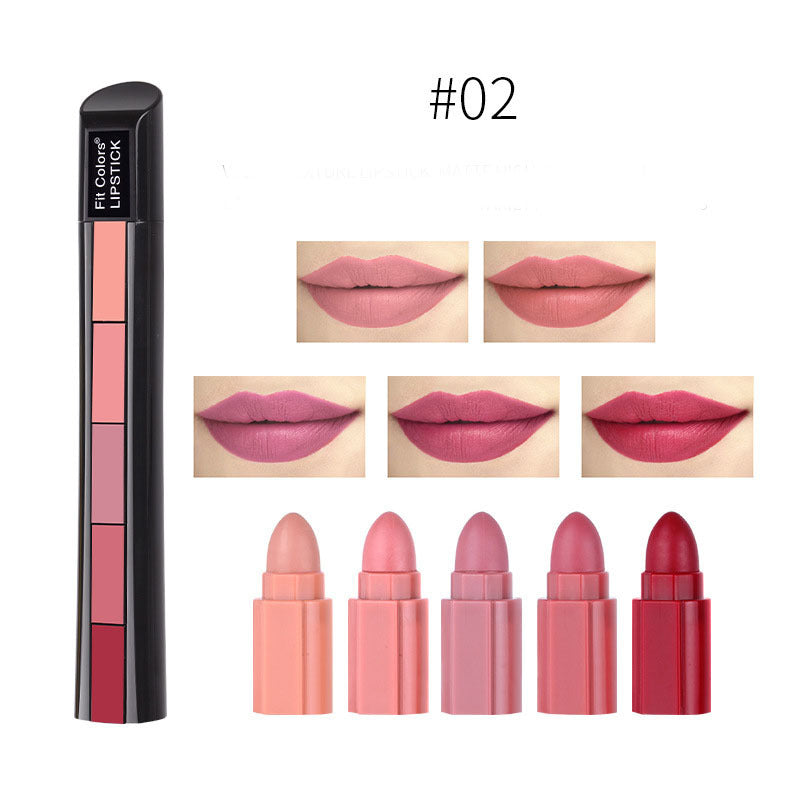 Matte 5-color Lipstick Set Velvet Lip Stick Non-stick Lip Gloss Long Lasting Waterproof Sexy Red Lipstick